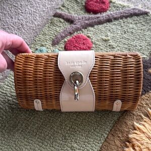 Kate Spade Tan and Cream Clutch with Elegant Woven Design